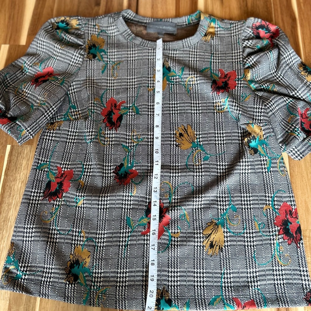ANTHROPOLOGIE Sunday in Brooklyn Gretchen Houndstooth Floral top size S - Picture 10 of 12